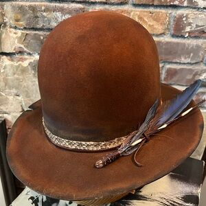 Custom Vintage Open Crown Hat Diamonds & Rust